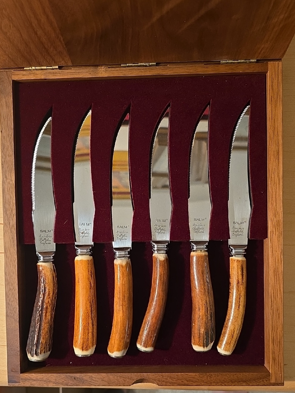 Sheffield England Stainless Antler Handle Steak Knife Set - 6 Piece